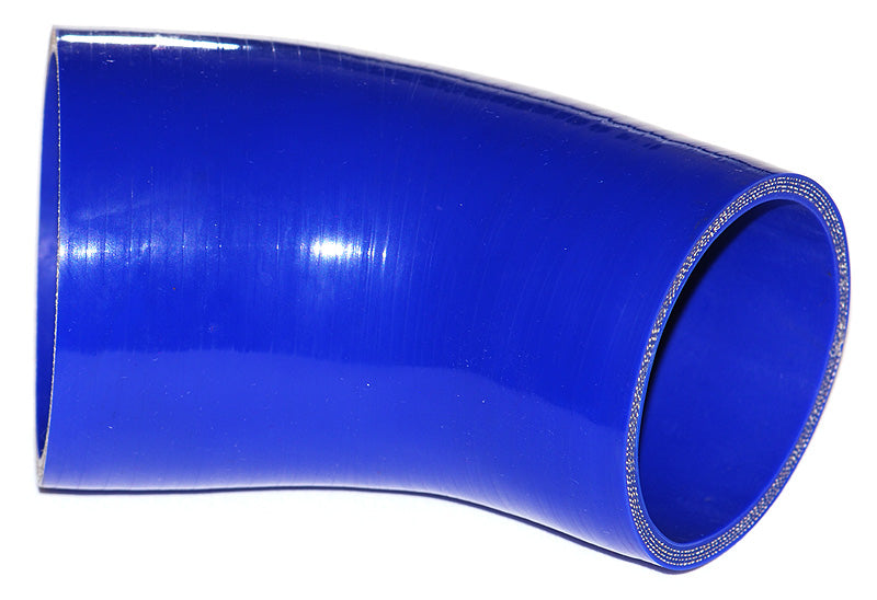89mm to 76mm ID (3.5-3") 45 Degree Elbow Reducer Silicone Hose - Black/Blue