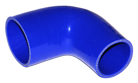 57mm to 51mm ID (2.25-2") 90 Degree Elbow Reducer Silicone Hose - Black/Blue