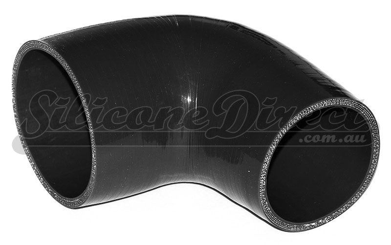 89mm to 83mm ID (3.5-3.25") 90 Degree Elbow Reducer Silicone Hose - Black/Blue
