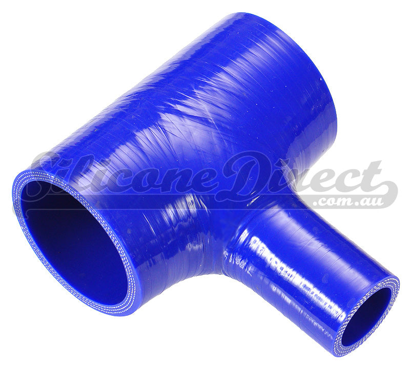 70mm ID x 25mm Spout ID (2.75" x 1" Spout) T-Piece Silicone Hose - Black/Blue