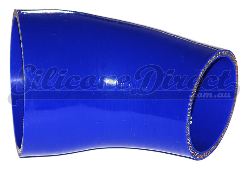 89mm to 70mm ID (3.5-2.75") 45 Degree Elbow Reducer Silicone Hose - Black/Blue
