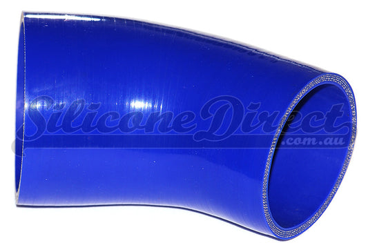 89mm to 76mm ID (3.5-3") 45 Degree Elbow Reducer Silicone Hose - Black/Blue
